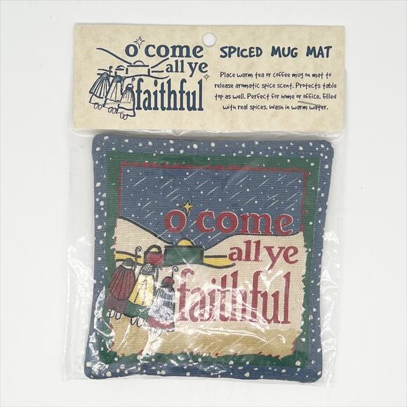 NEW Christmas Holiday Scented Spiced Mug Mat Coaster "O' Come All Ye Faithful" - Picture 1 of 3